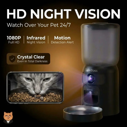 Taleboss 5L Automatic Feeder for Cats & Kittens, App-Controlled Pet Food Dispenser with Camera, Interactive Toy for Bored Indoor Cats, App Control