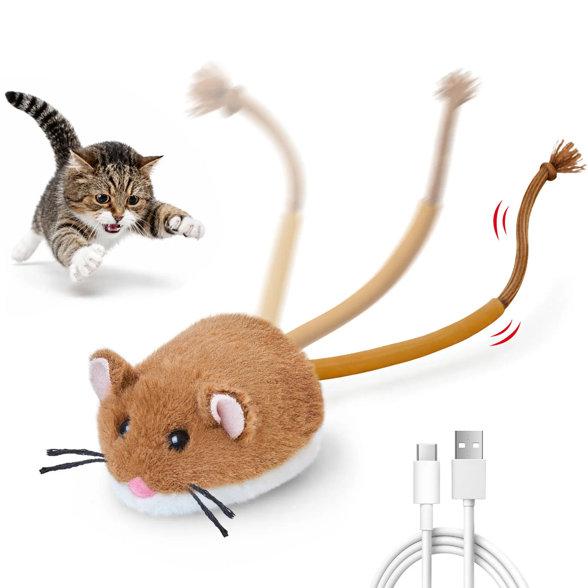 Potaroma Smart Rolling Mouse Interactive Cat Toy - Motion-Activated Electric Device for Indoor Kittens and Cats, Rechargeable Enrichment Play Tool