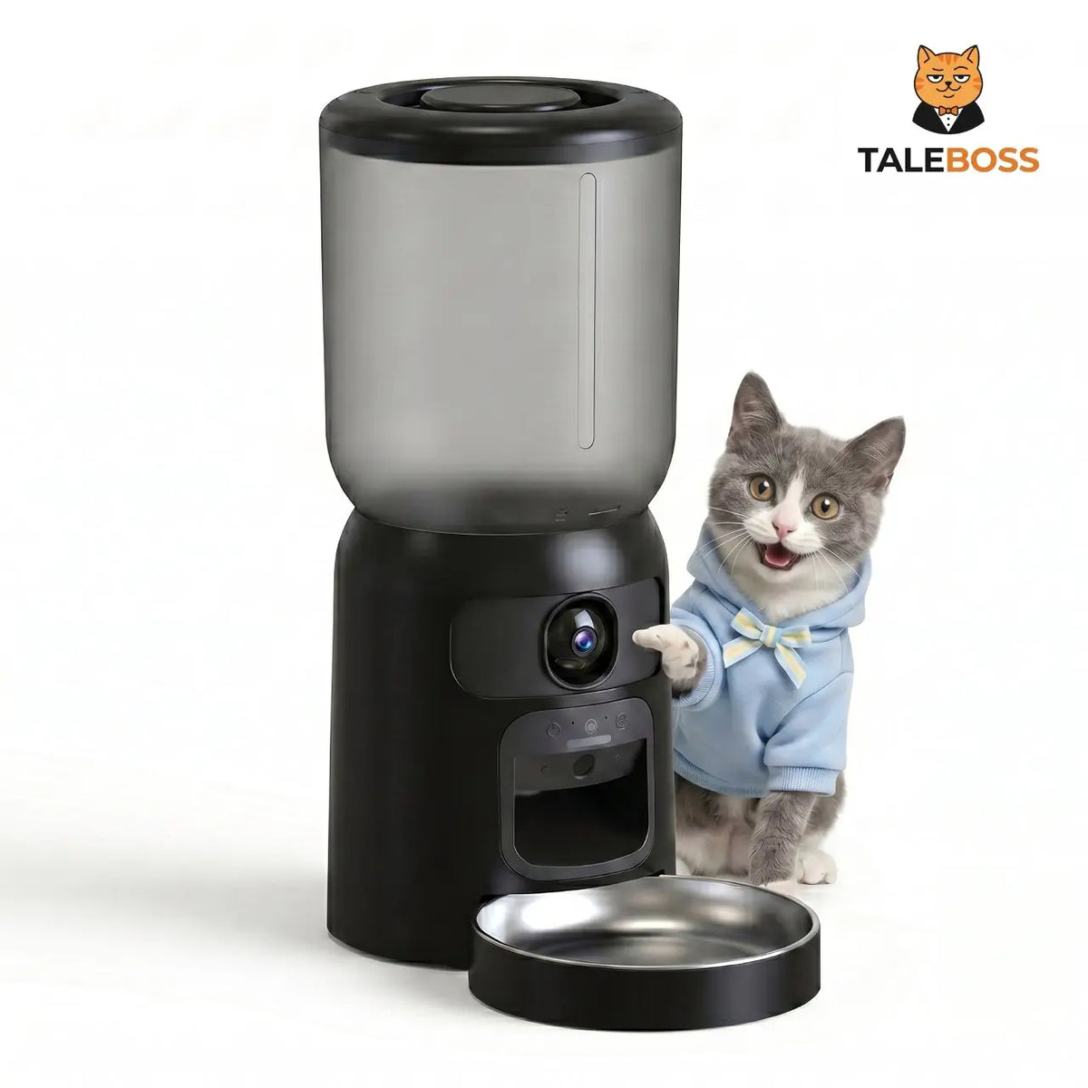 Taleboss 5L Automatic Feeder for Cats & Kittens, App-Controlled Pet Food Dispenser with Camera, Interactive Toy for Bored Indoor Cats, App Control
