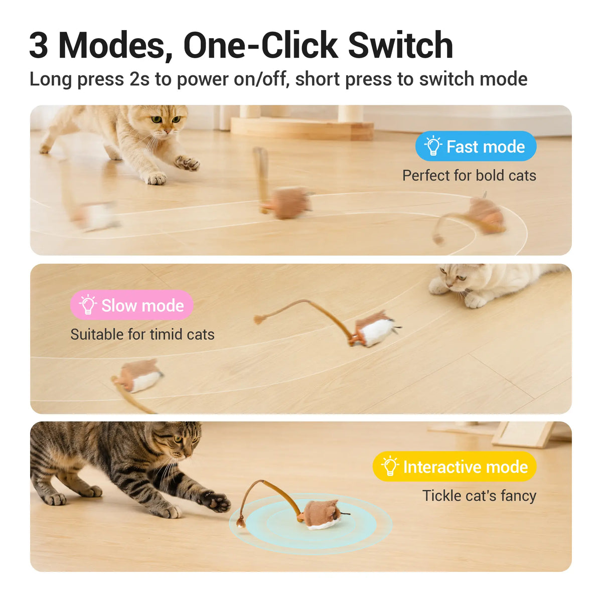 Potaroma Smart Rolling Mouse Interactive Cat Toy - Motion-Activated Electric Device for Indoor Kittens and Cats, Rechargeable Enrichment Play Tool