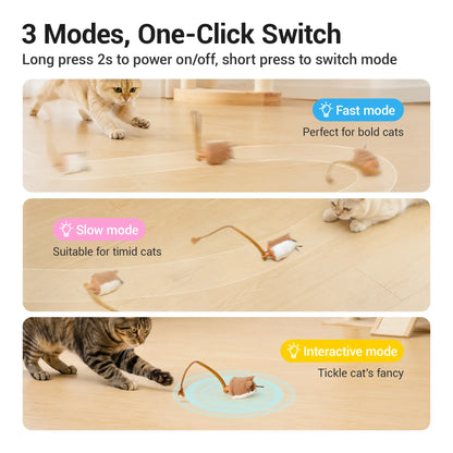 Potaroma Smart Rolling Mouse Interactive Cat Toy - Motion-Activated Electric Device for Indoor Kittens and Cats, Rechargeable Enrichment Play Tool