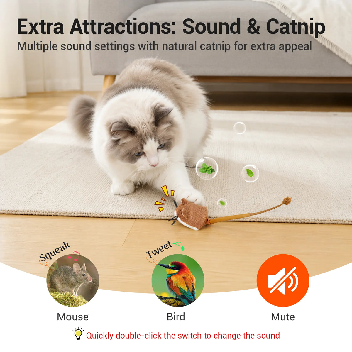 Potaroma Smart Rolling Mouse Interactive Cat Toy - Motion-Activated Electric Device for Indoor Kittens and Cats, Rechargeable Enrichment Play Tool